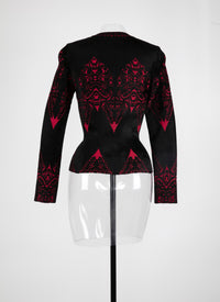 Knitted Tatoo Cardigan - Black & Ruby