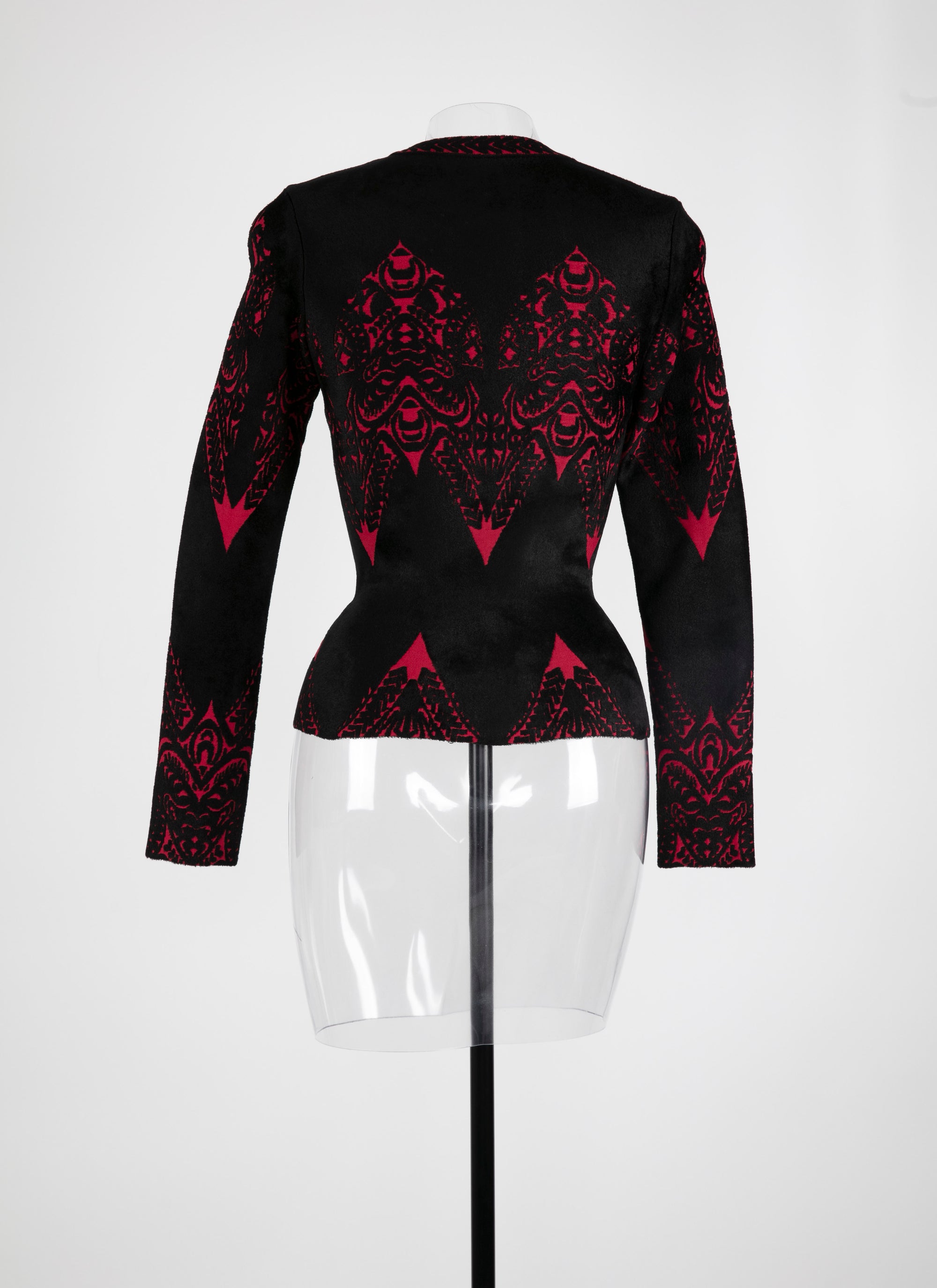 Knitted Tatoo Cardigan - Black & Ruby