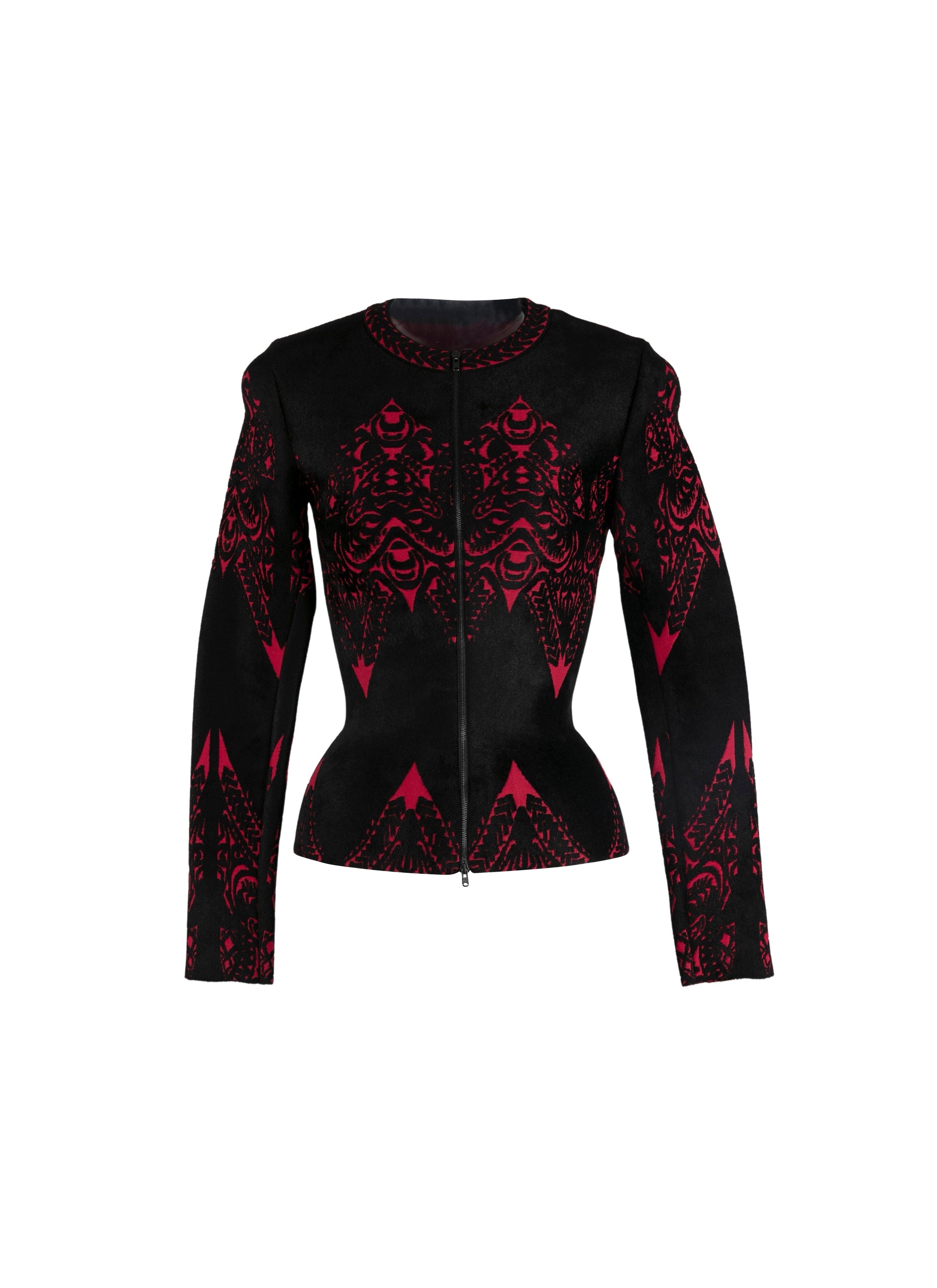 Knitted Tatoo Cardigan - Black & Ruby