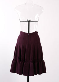 Jupe à motif rosace en laine - Aubergine