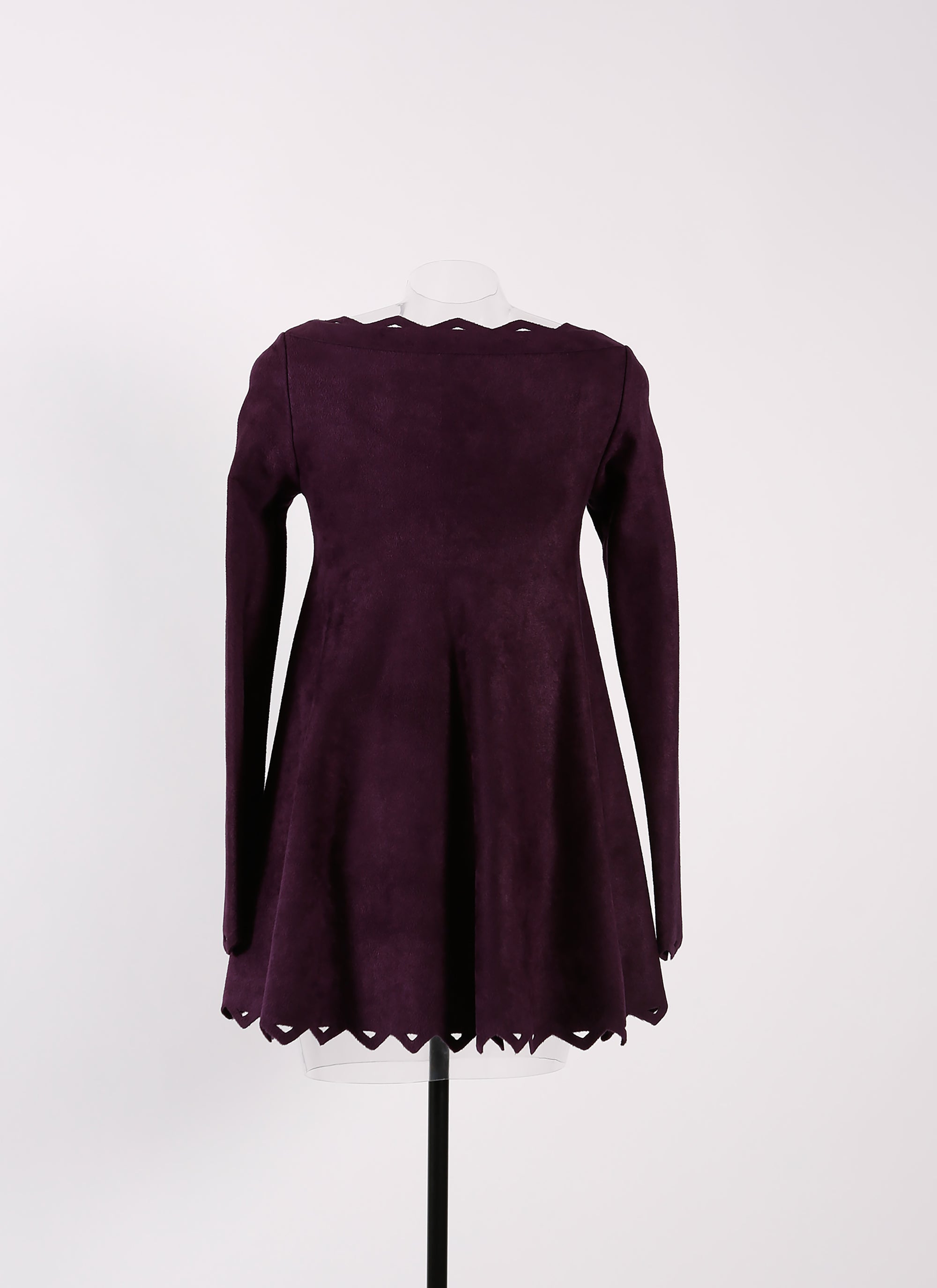 Long-sleeved baby-doll dress in trigon - Aubergine