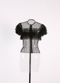 Chemise sans manches en tulle - Noir