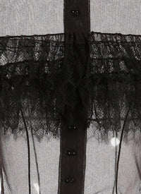 Chemise sans manches en tulle - Noir