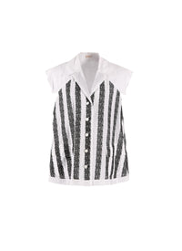 Chemise à manches courtes "Art Déco" - Blanc & Noir