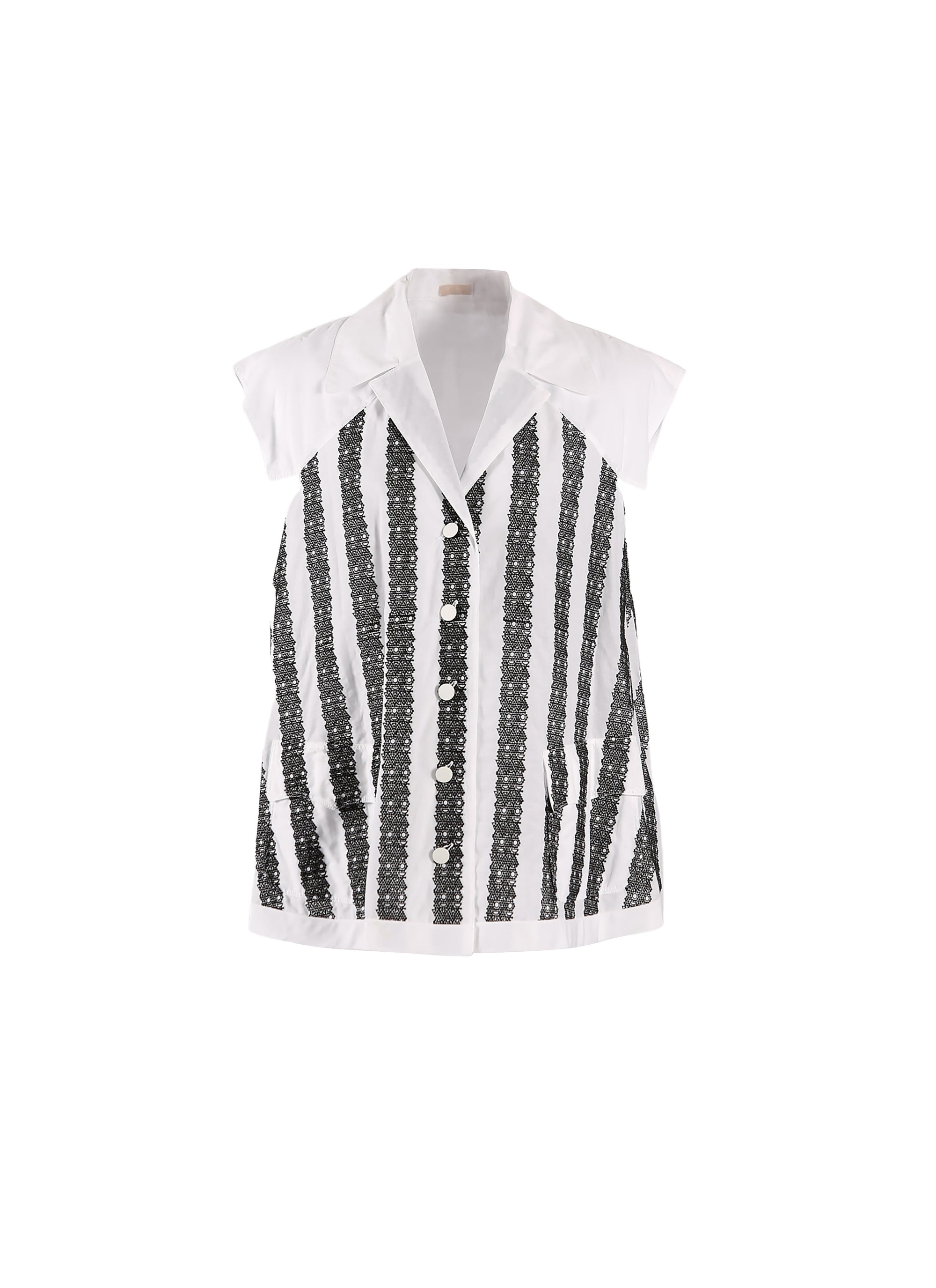 Chemise à manches courtes "Art Déco" - Blanc & Noir