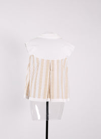 Chemise à manches courtes "Art Déco" - Blanc & Beige