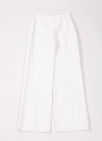 Pantalon à coupe large en rafia - Blanc