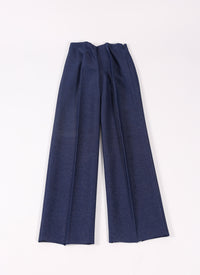Raffia wide-leg trousers - Cobalt
