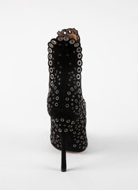Bottines à œillets en cuir - Noir