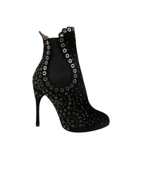 Bottines à œillets en cuir - Noir
