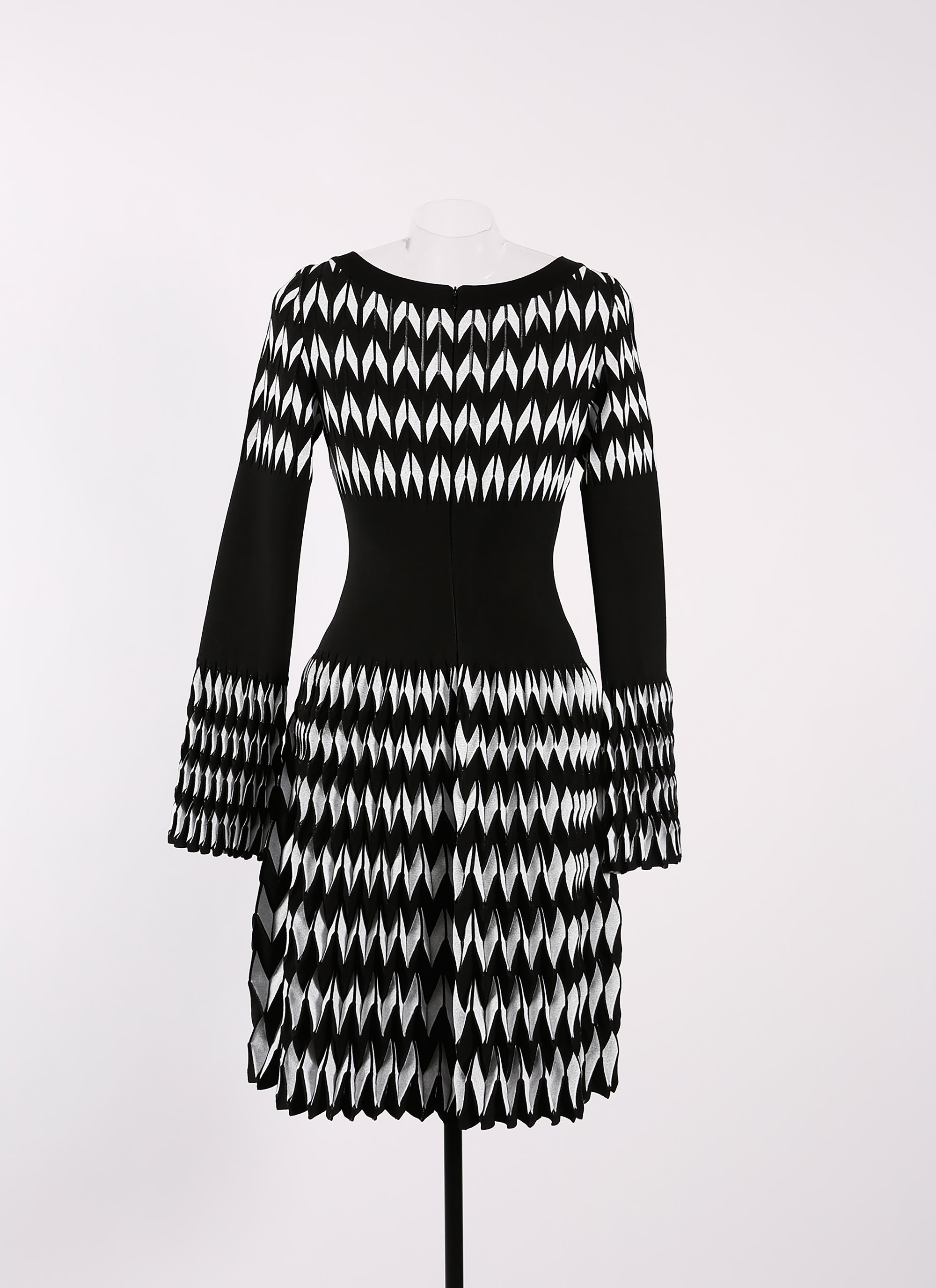 Belize long sleeve knitted dress - Black & White