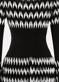 Belize long sleeve knitted dress - Black & White