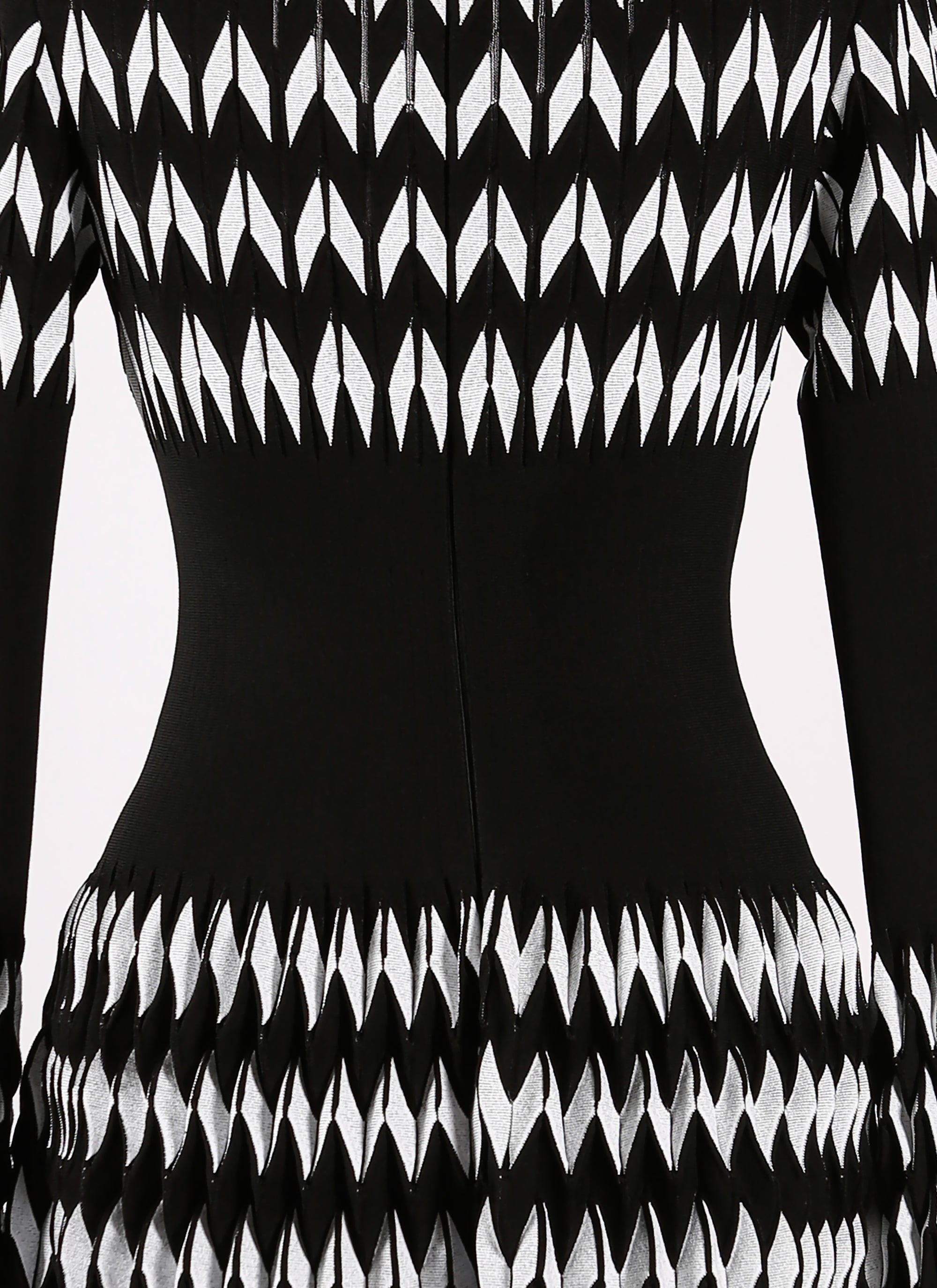 Belize long sleeve knitted dress - Black & White