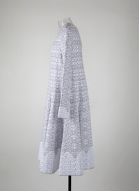 Galatea long sleeve knitted dress - White & Grey