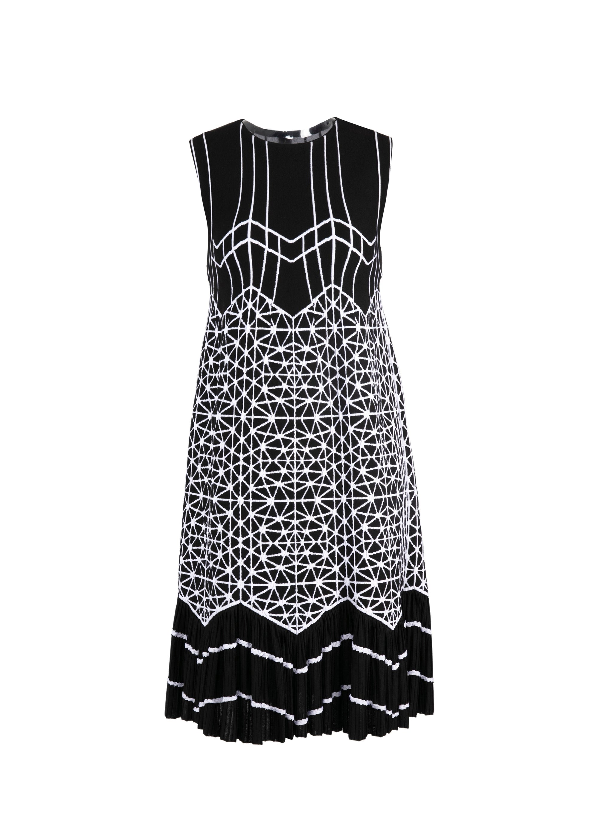 Ruffle sleeveless dress - Black & White