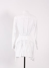 Chemise cintrée et plissée en popeline - Blanc