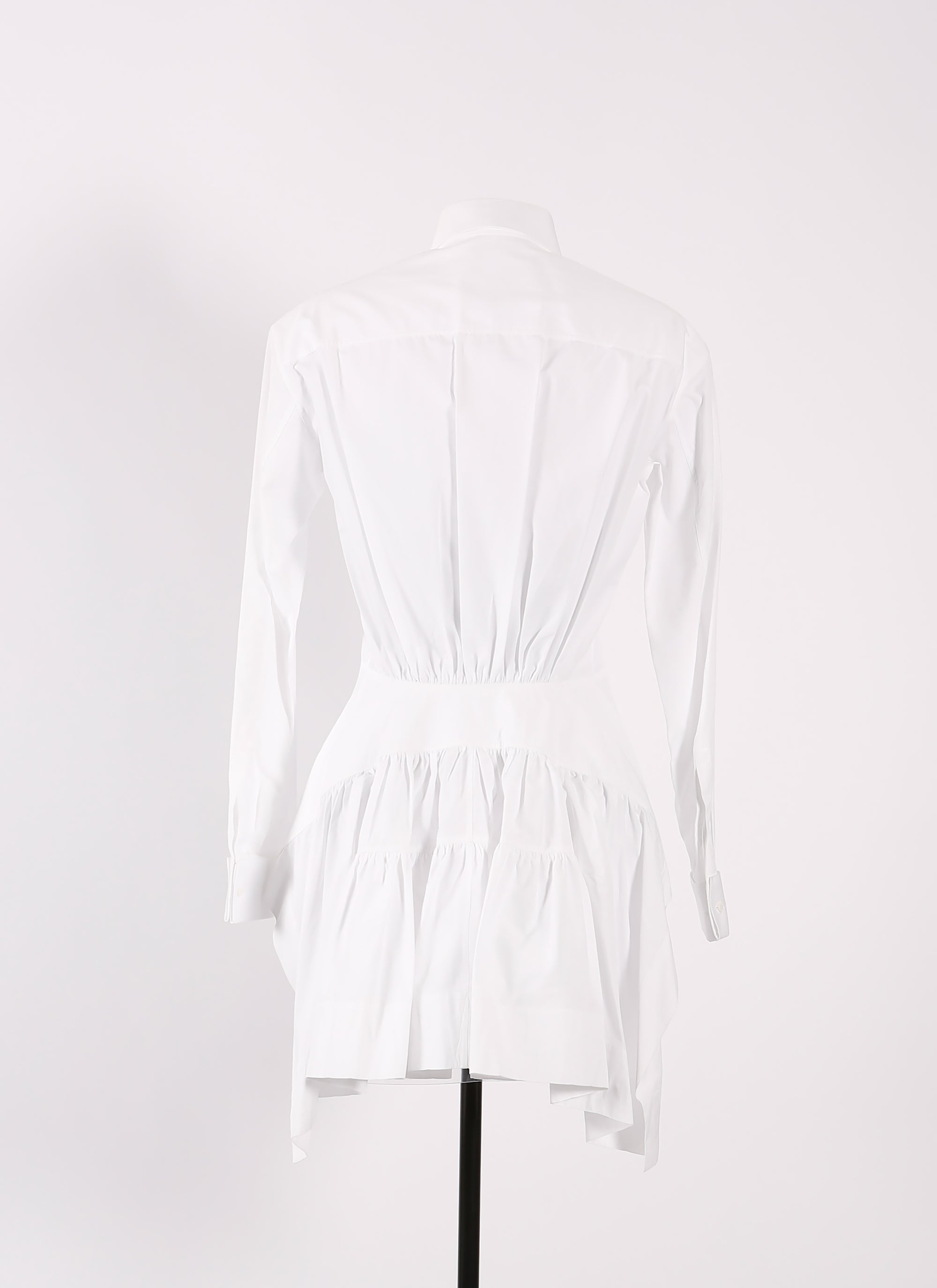 Chemise cintrée et plissée en popeline - Blanc