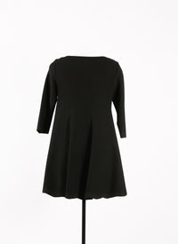 Robe Baby-doll à manches longues piquée - Noir