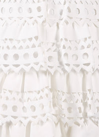 Robe ajourée sans manches à volants en maille - Blanc
