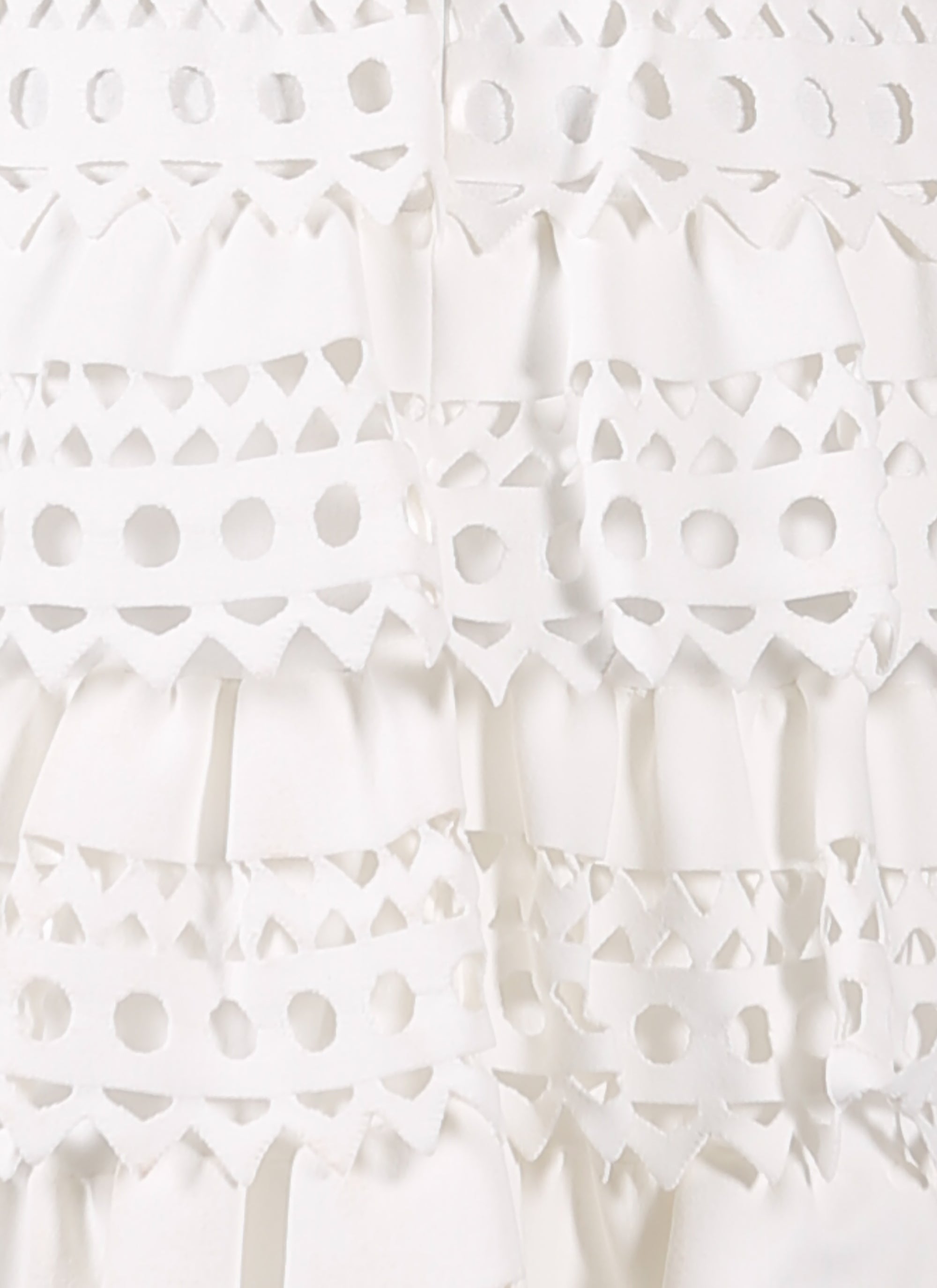 Robe ajourée sans manches à volants en maille - Blanc