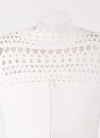 Mesh sleeveless openwork dress - White