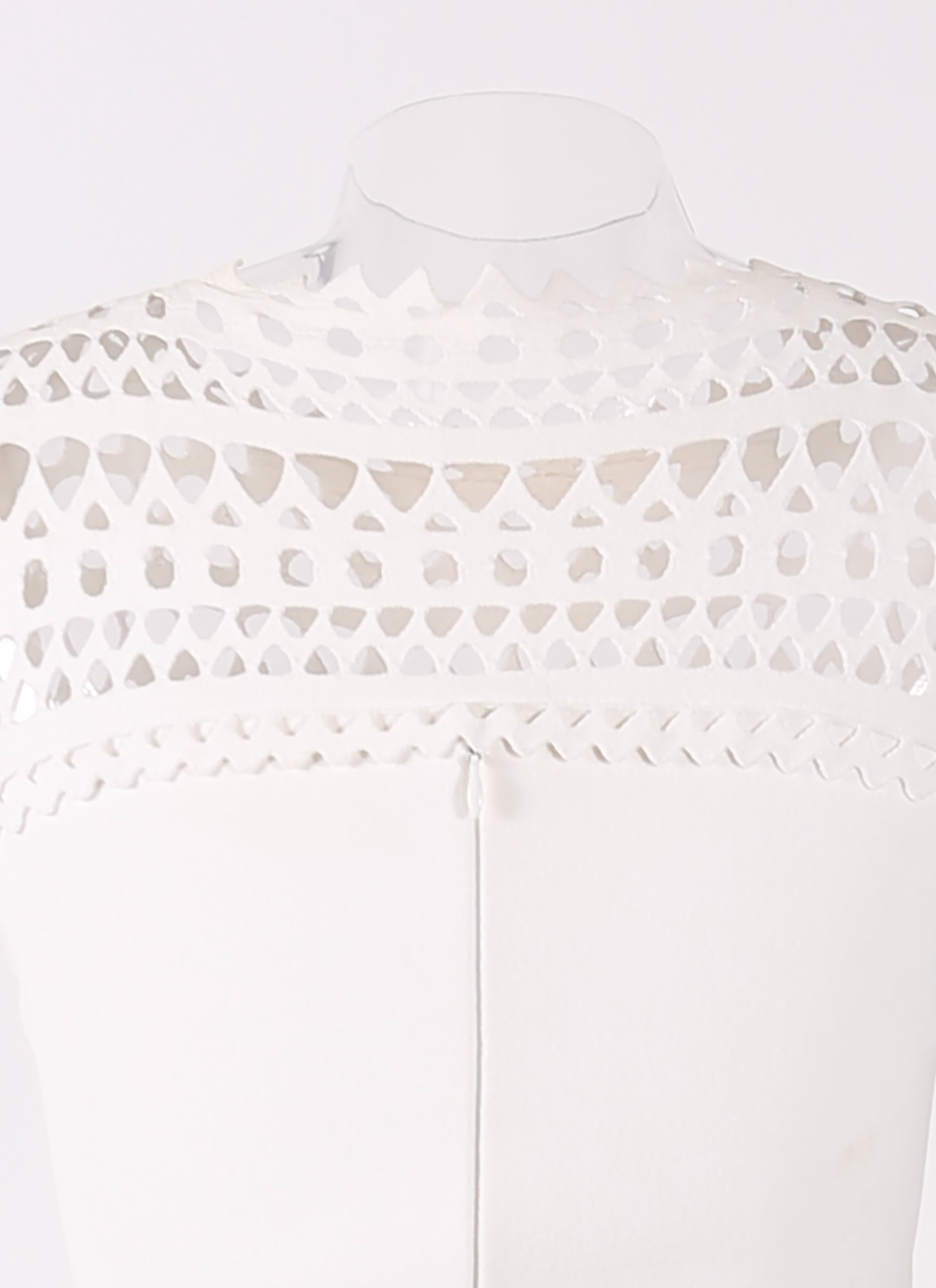 Mesh sleeveless openwork dress - White