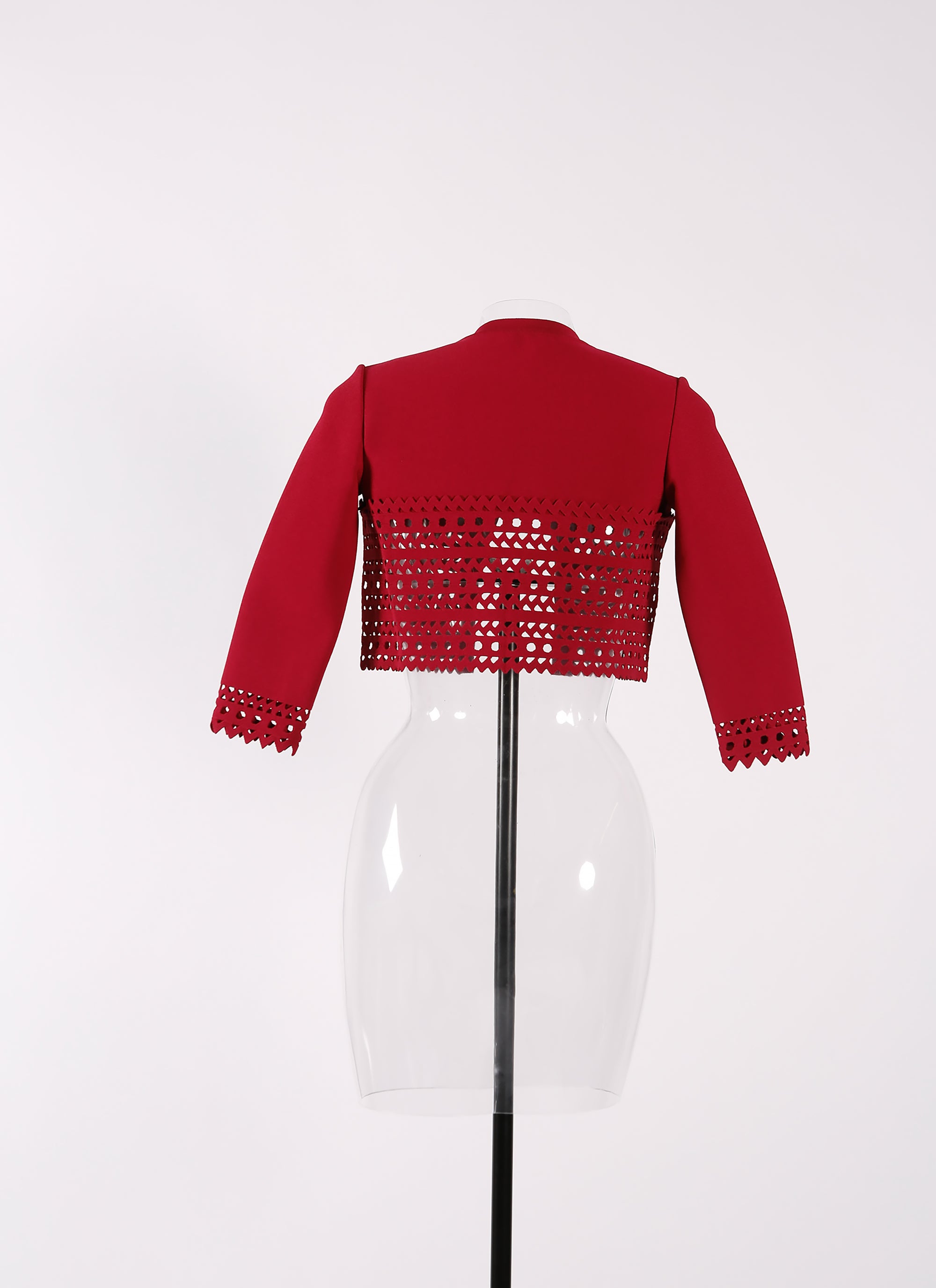 Cardigan à manches 3/4 ajouré en maille - Pourpre