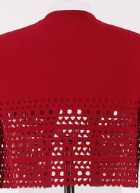 Cardigan à manches 3/4 ajouré en maille - Pourpre
