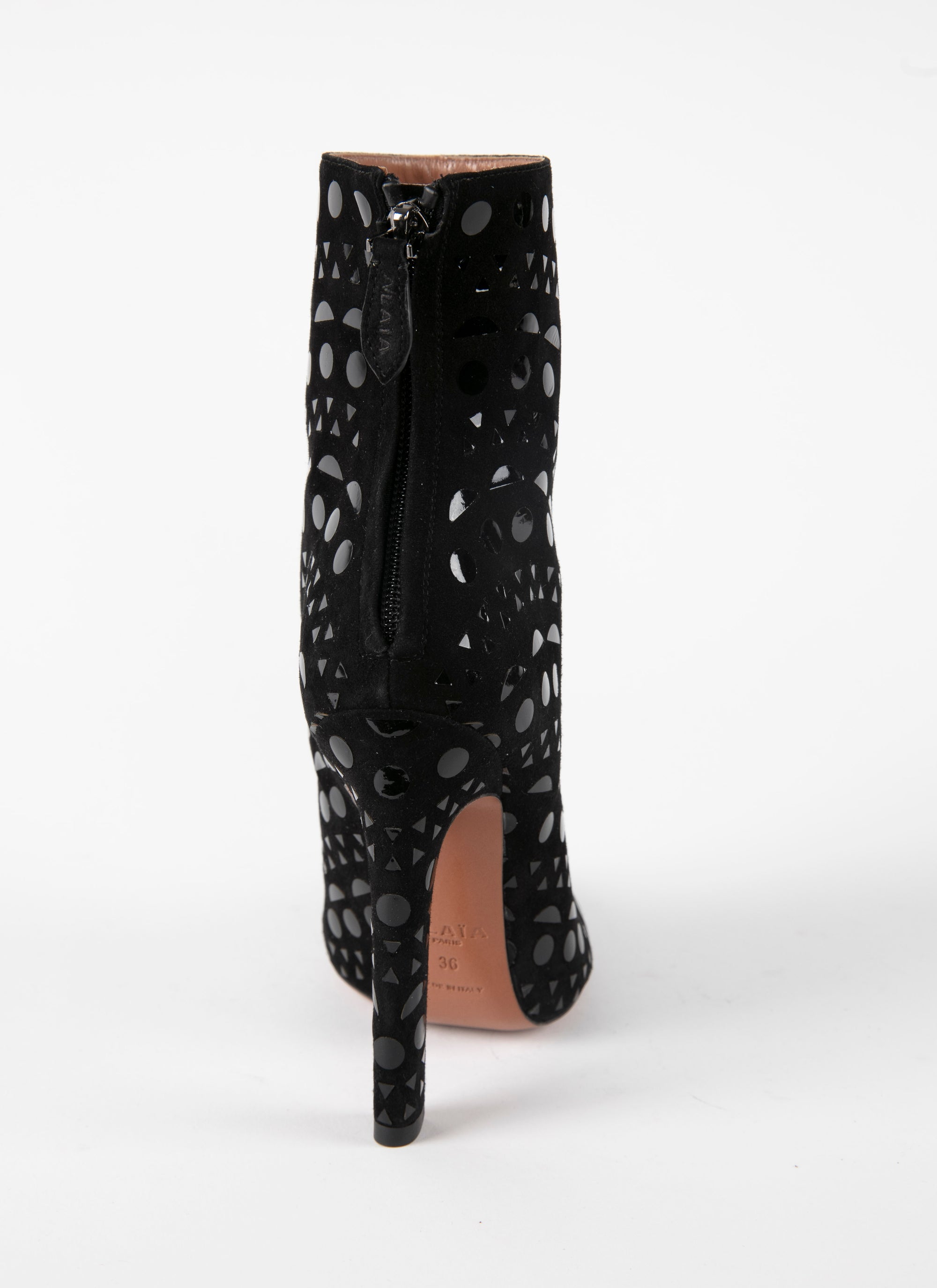 Bottines à plateforme en cuir vernis - Noir & Noir