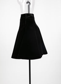 Jupe en velours scintillant - Noir Brillant
