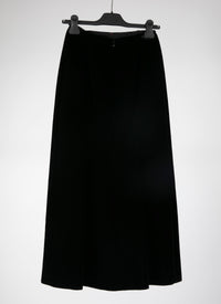 Jupe droite en velours - Noir