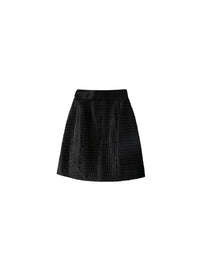 Croco short skirt in leather - Black