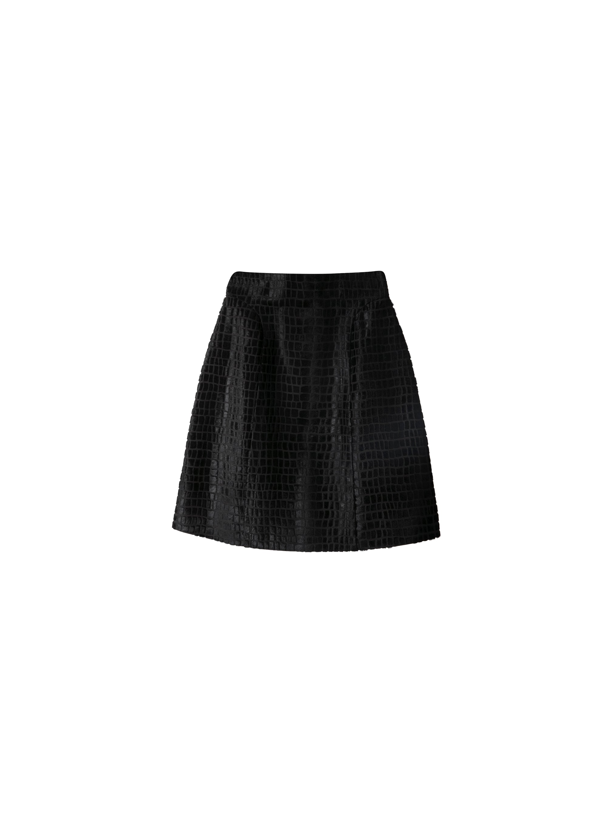 Croco short skirt in leather - Black