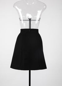 Wool zip skirt - Black