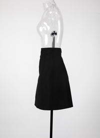 Wool zip skirt - Black