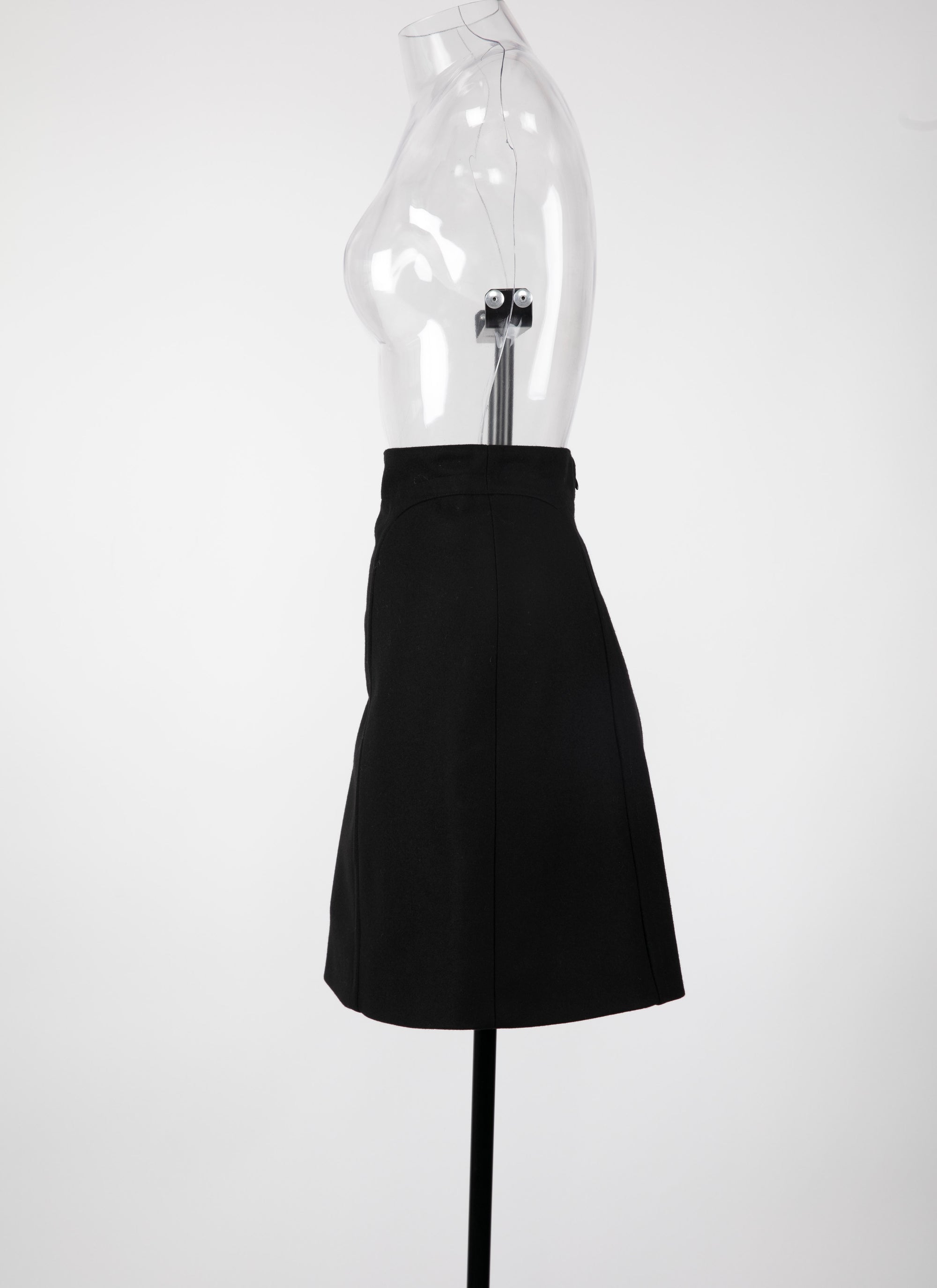 Wool zip skirt - Black