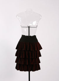 Wool Seguidille skirt - Black & Cherry