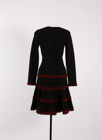 Robe à manches longues Frise en maille - Noir & Cerise