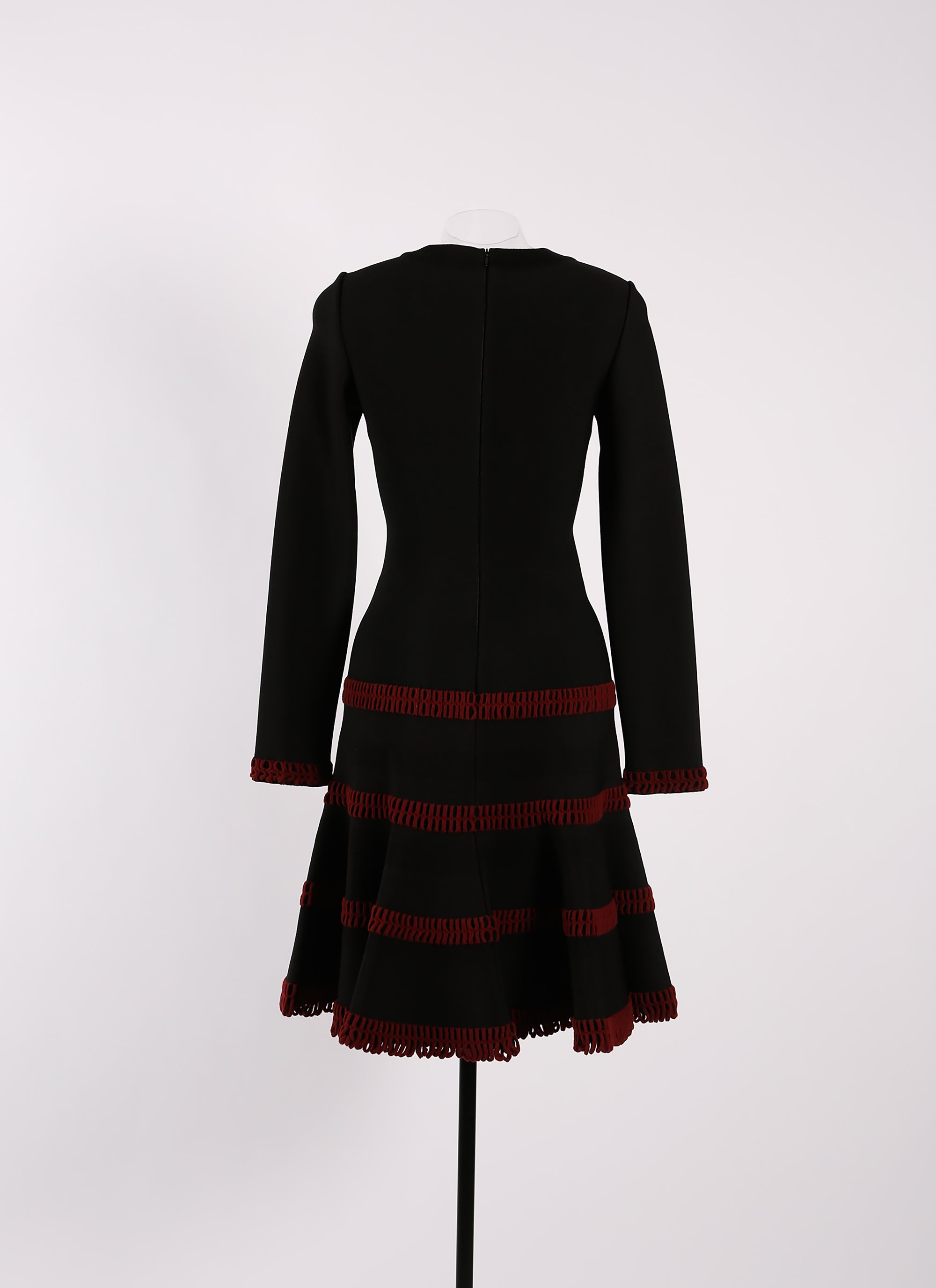Robe à manches longues Frise en maille - Noir & Cerise
