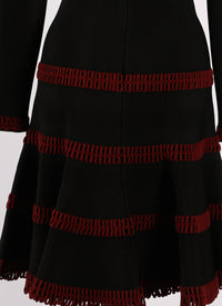 Robe à manches longues Frise en maille - Noir & Cerise