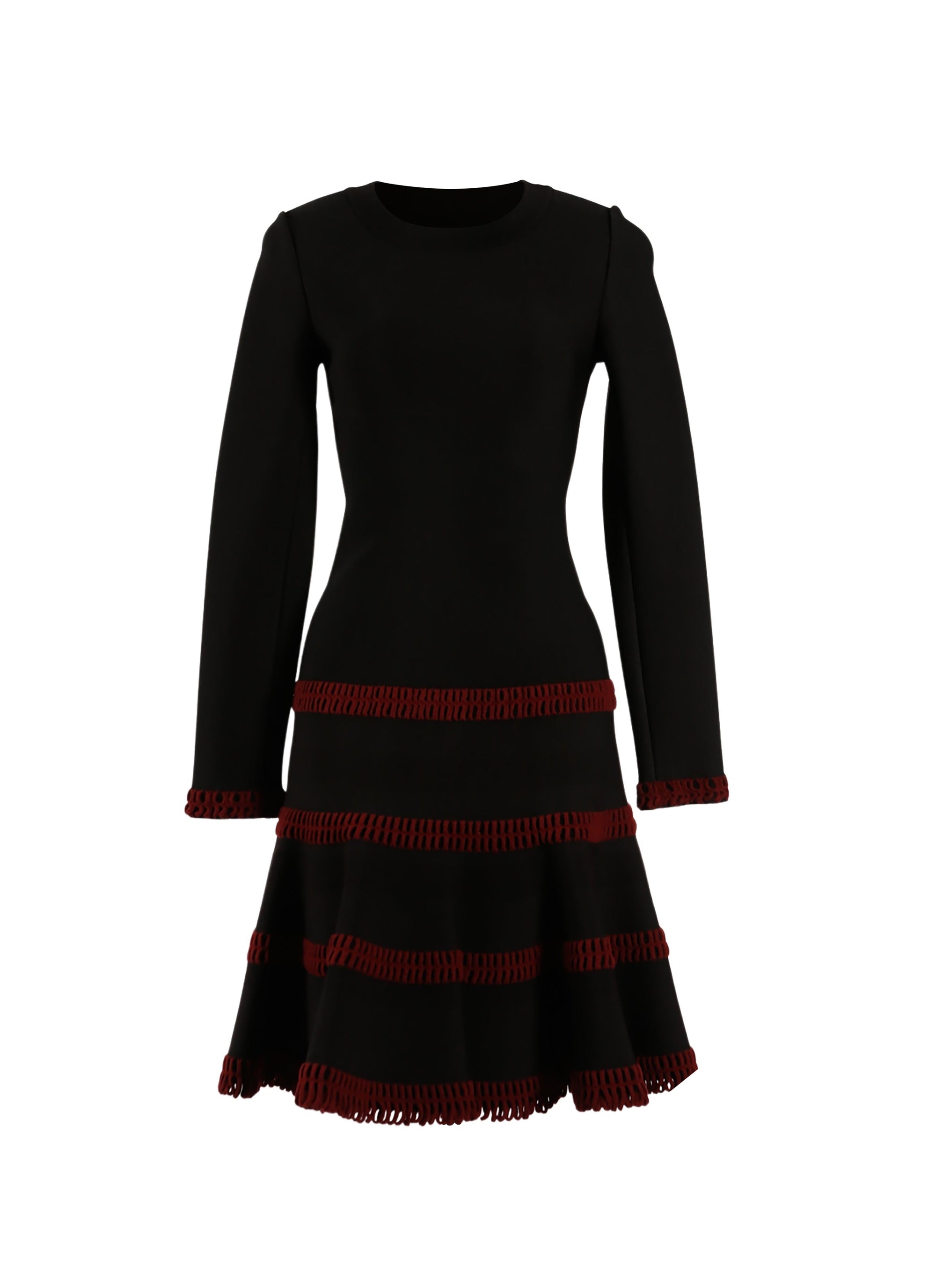 Robe à manches longues Frise en maille - Noir & Cerise