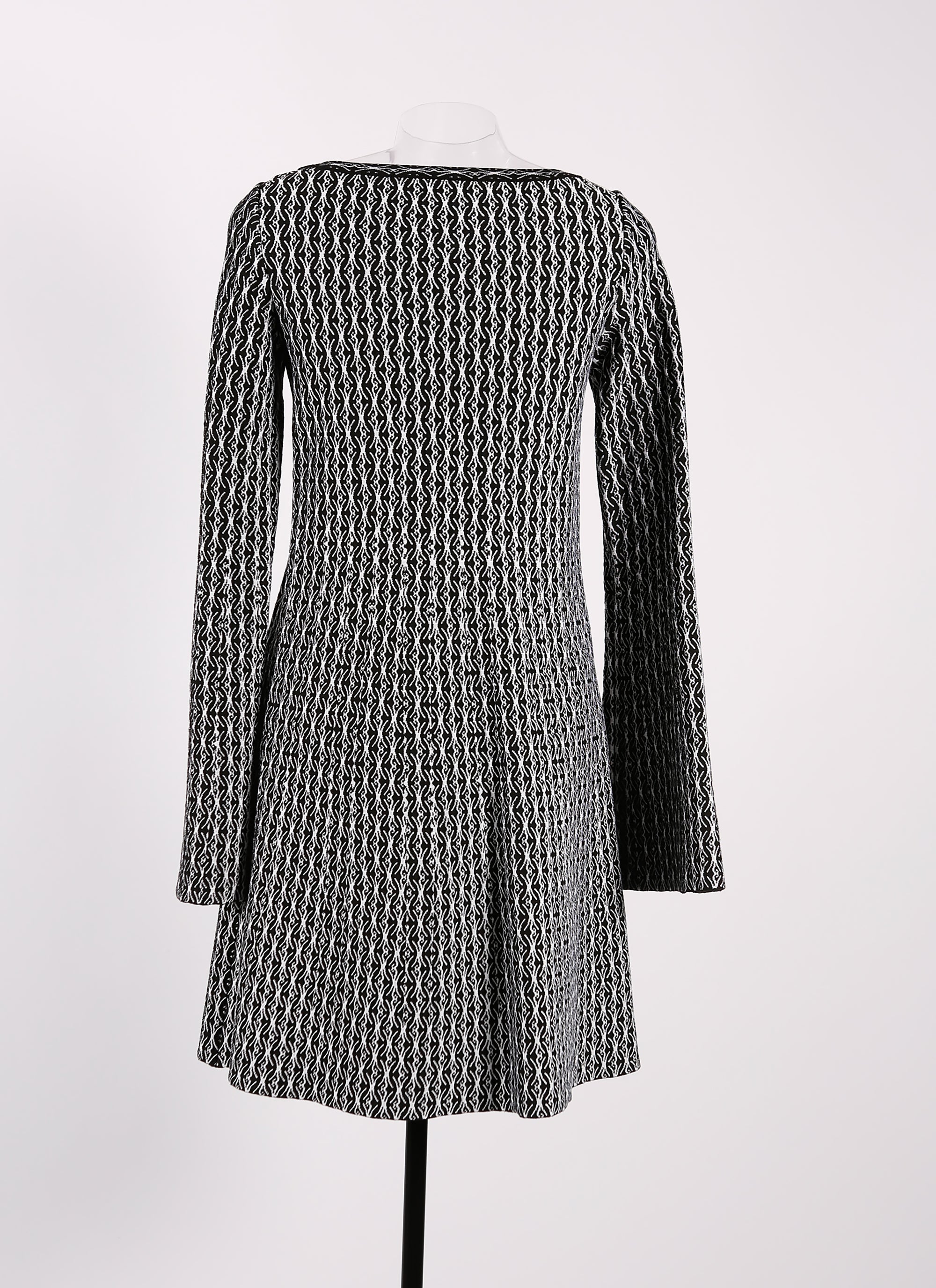 Long-sleeved wool Segovie tunic - Black & White