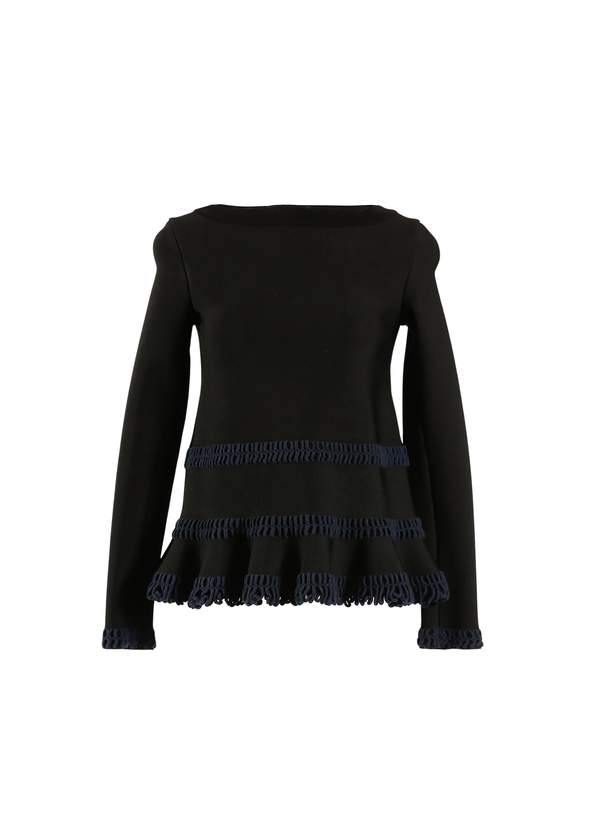 Long-sleeved frieze tunic - Black & Navy
