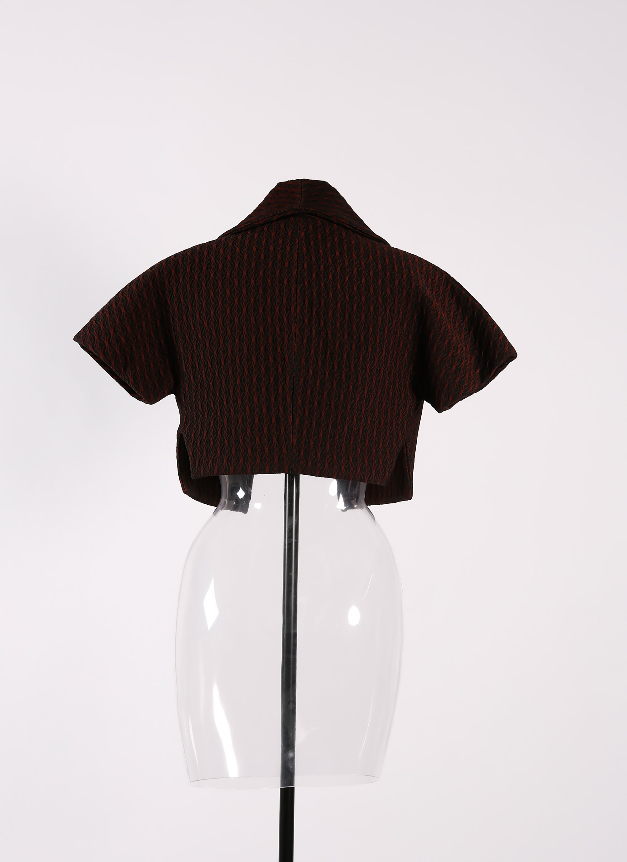 Wool Segovie short-sleeved bolero - Black & Cherry