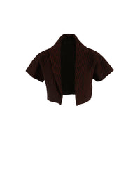 Wool Segovie short-sleeved bolero - Black & Cherry