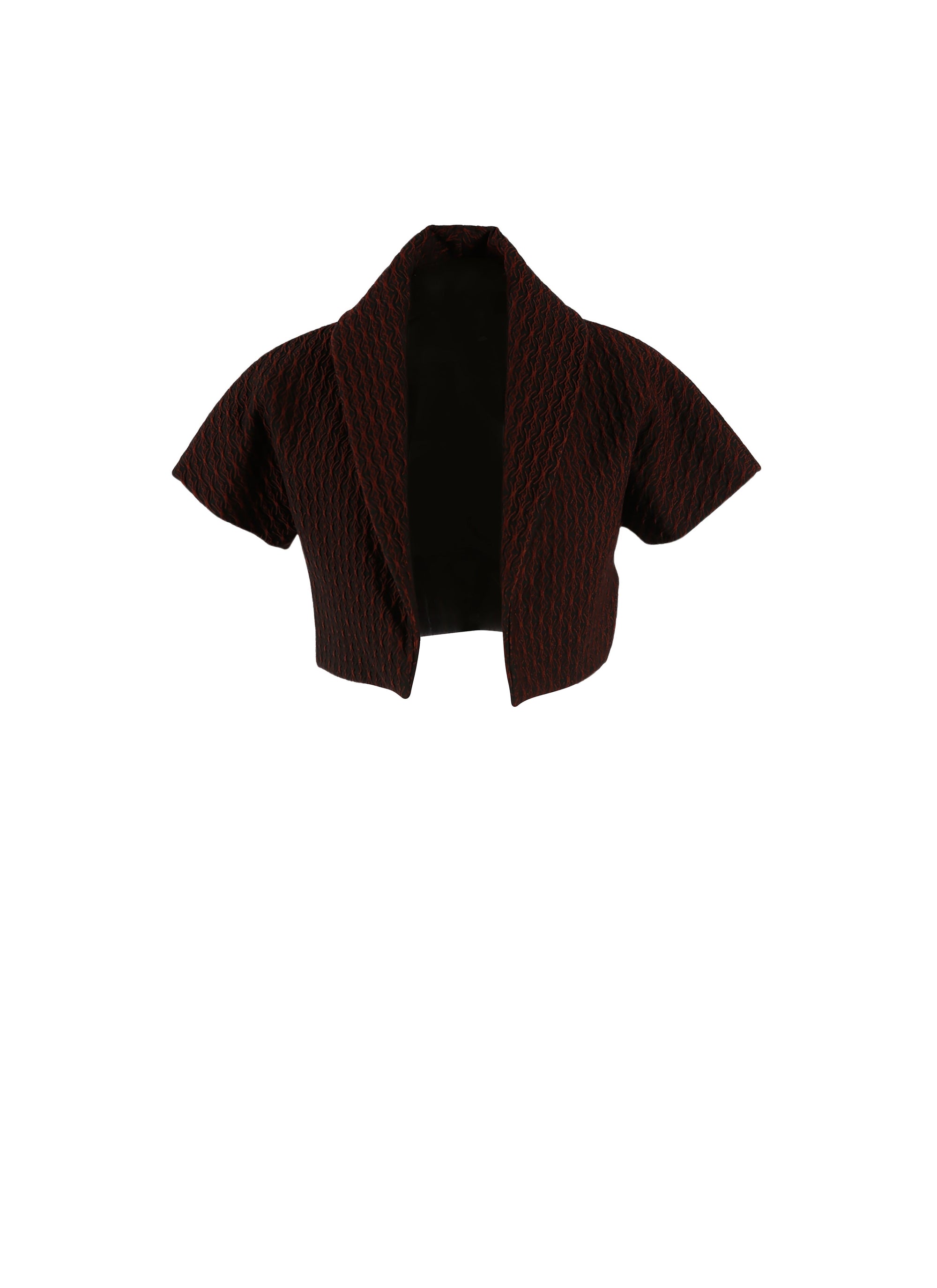 Wool Segovie short-sleeved bolero - Black & Cherry