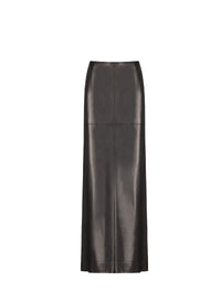 Straight maxi skirt in leather - Black