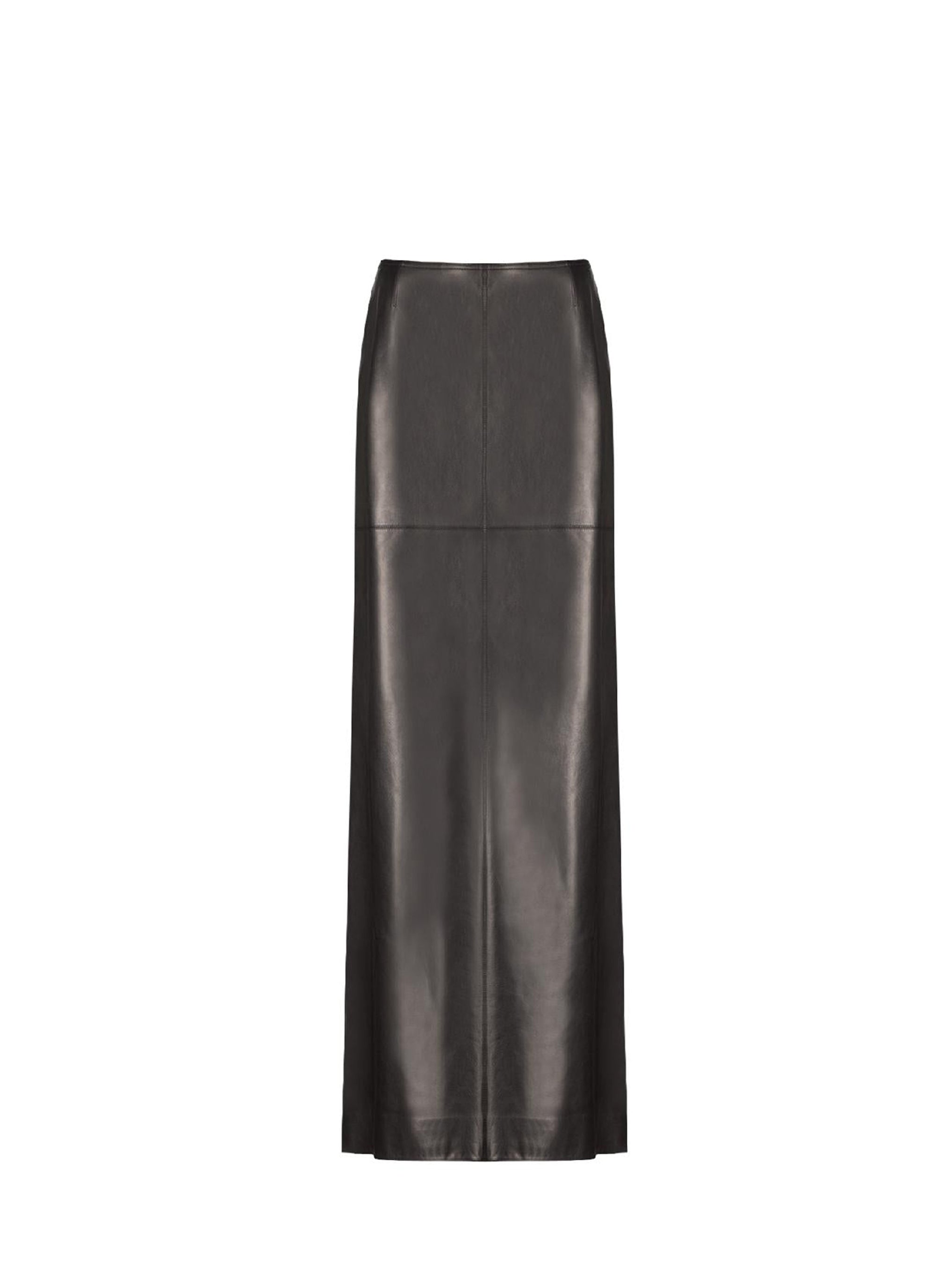 Straight maxi skirt in leather - Black