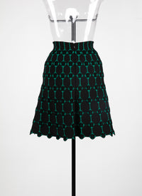 Jupe courte Azulejos en maille - Noir & Vert