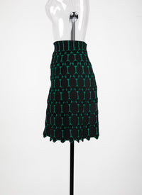 Jupe courte Azulejos en maille - Noir & Vert